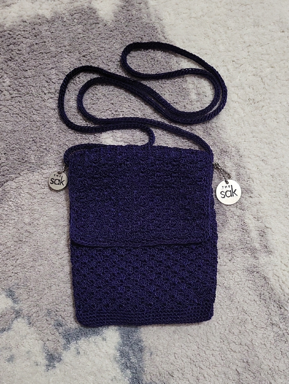 The Sak Navy Blue Crochet Small Crossbody Bag